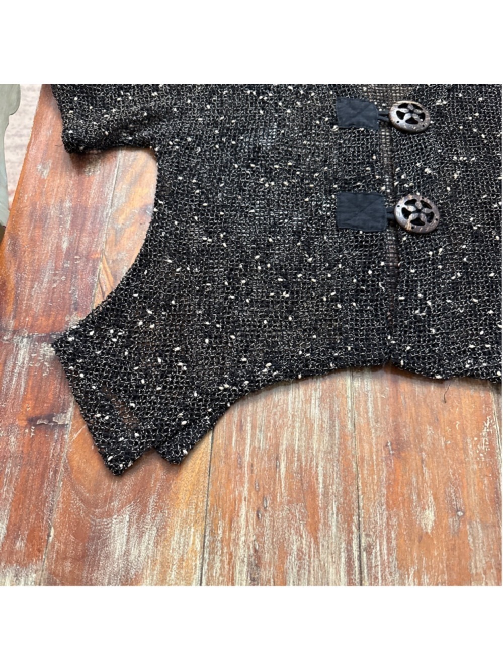 Kaktus Black Crochet Cardigan Large - Picture 6 of 14